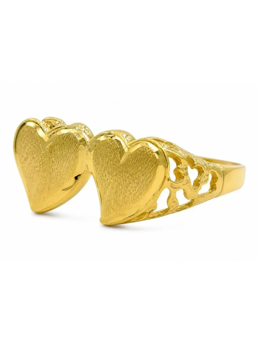 Double Heart Ring Solid 10k Yellow Gold